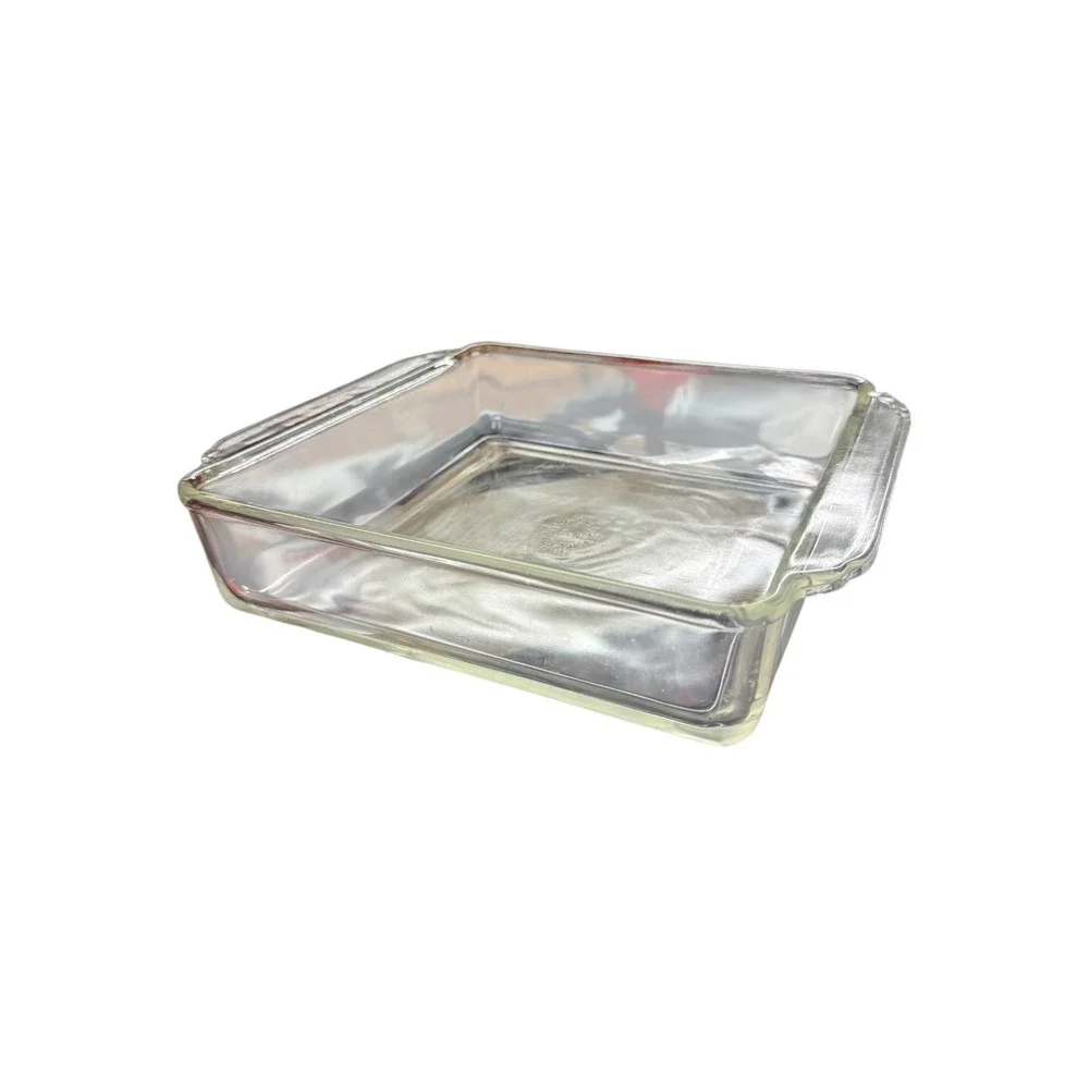 Vintage Fire-King 8x8 Clear Glass Square Baking Dish Casserole Pan Made in USA